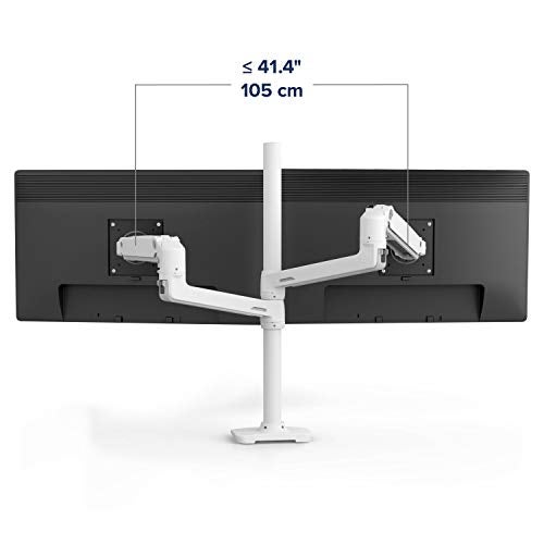 Ergotron – LX Vertical Stacking Dual Monitor Arm, VESA Desk Mount – for 2 Monitors Up to 40 Inches, 7 to 22 lbs Each – Tall Pole, White - Image 3