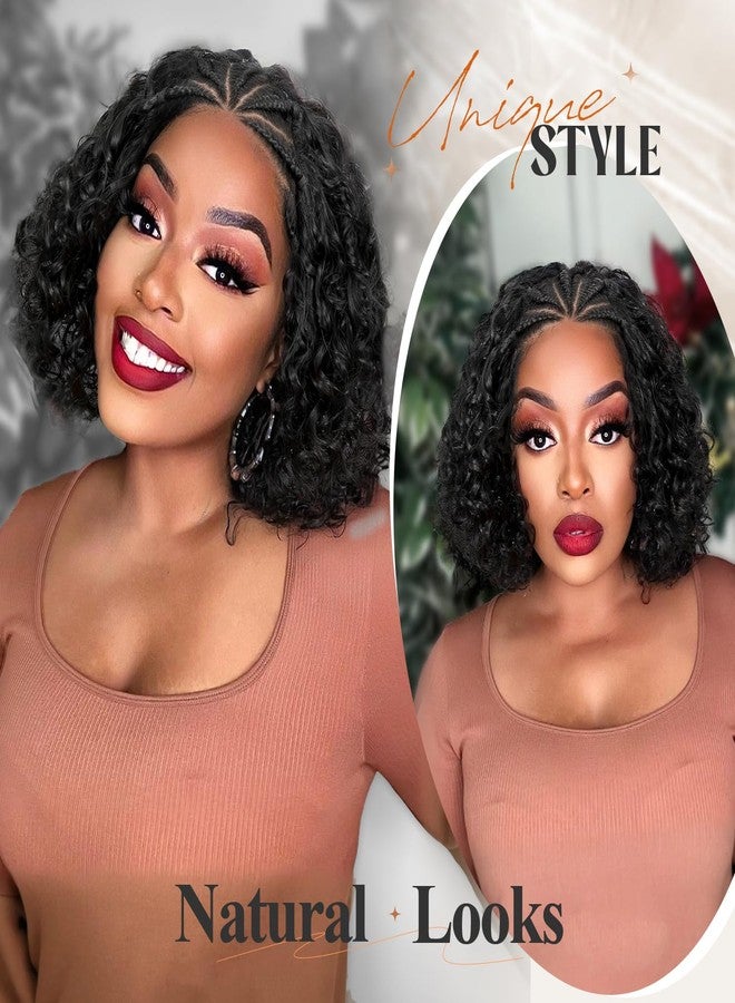 كويكويغ شعر مستعار مضفر من كويك ويغ للنساء ذوات البشرة السمراء، شعر مستعار قصير مجعد بوب، شعر مستعار أمامي دانتيل 13x4، شعر مستعار مضفر مسبقًا مصنوع يدويًا، شعر مستعار بوب بدون غراء، شعر مستعار صناعي مجعد، شعر مستعار أسود طبيعي - Image 5