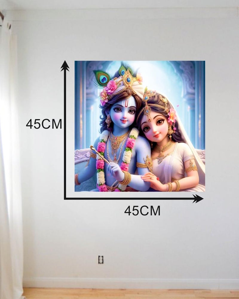 Sky Flying Vinyl Radha And Krishna Religion Wall Poster For Living Room Bad Pooja Office Size 46Cm X 46CmselfAdhesive Smooth Surface 46 Cms - Image 4