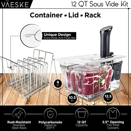 VÃ¤eske VÄESKE Insulated Sous Vide Container with Lid and Rack | Neoprene Retains Heat & Protects Countertops | Works with Most Sous Vide Cookers (12 QT) - Image 4