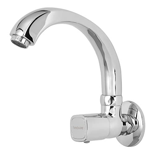 Hindware F740024CP Dove Kitchen Sink Tap with Swivel Spout (Wall Mounted), Brass with Chrome Finish - Image 2