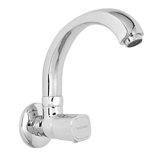 Hindware F740024CP Dove Kitchen Sink Tap with Swivel Spout (Wall Mounted), Brass with Chrome Finish - Image 3
