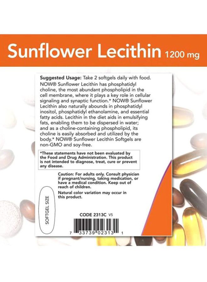 Now Foods Sunflower Lecithin 1200mg 200 Softgels. - Image 3
