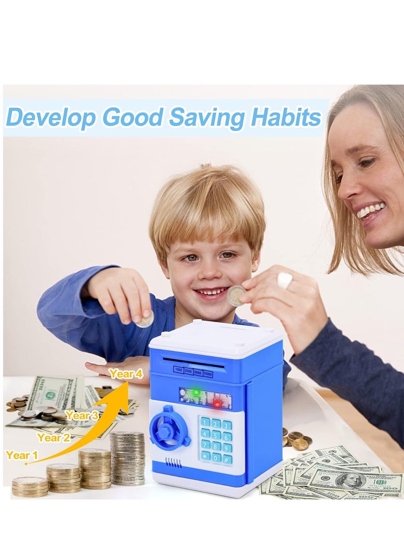 ELTRAZONE Safe Coin Bank - Interactive ATM Toy for Kids Ages 3-12, Blue, with Bank Card and Electronic Features - Image 2