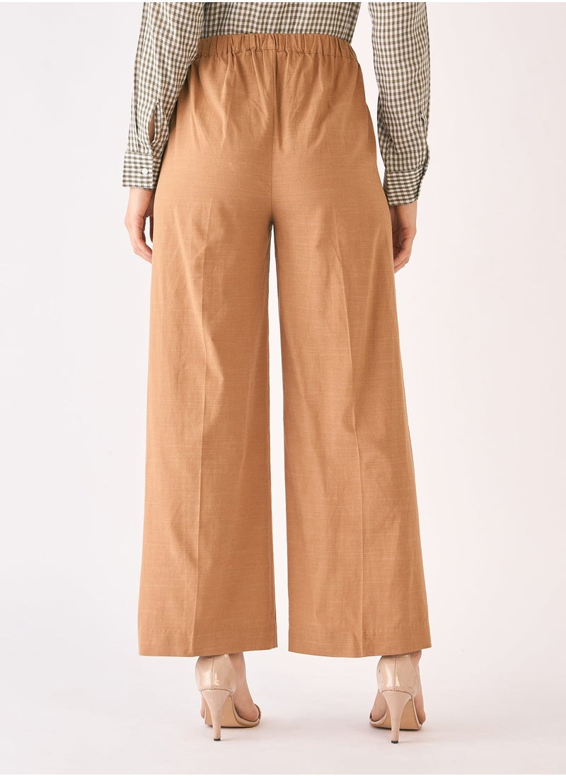 Salt Attire Women's Mid Rise Wide Leg Trousers with Elasticated Back Waist and Convenient Side Inseam Pockets for Stylish Comfort in Every Occasion  - Image 5