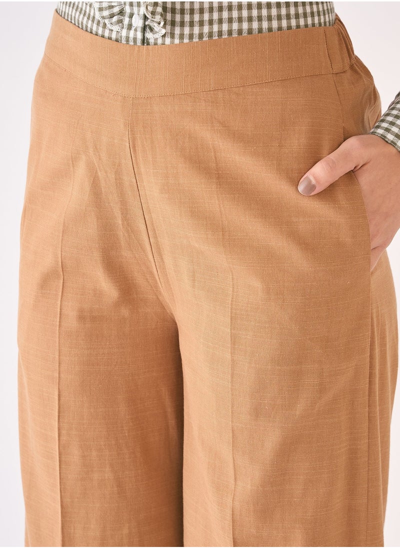 Salt Attire Women's Mid Rise Wide Leg Trousers with Elasticated Back Waist and Convenient Side Inseam Pockets for Stylish Comfort in Every Occasion  - Image 2