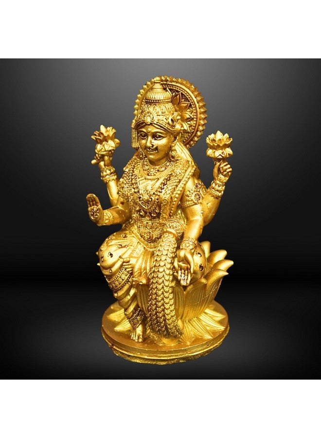 NEEANN NEEANN Goddess Lakshmi Laxmi Devi MATA Idol - 4.5 Inches Polystone Material Murti - Colour - Brass, Silver - Perfect Statue for Car Dashboard, Home, and Office Decor Indian God Small Size (Brass)  - Image 4