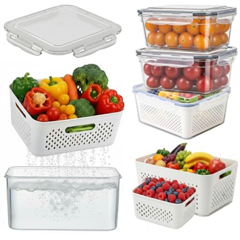 56 PCS Food Storage Containers with Lids Airtight- Plastic Container for Pantry Kitchen Organization-Microwave Dishwasher, Freezer Safe 100% Leak Proof 28 Stackable Boxes-28 Lids