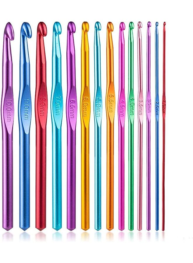 Crochet Hooks Set 14pcs Aluminum Crochet Hooks Knitting Needles DIY Yarn Weave Tools for Arthritic Hands Crochet Needles for Yarn Craft  - Image 1
