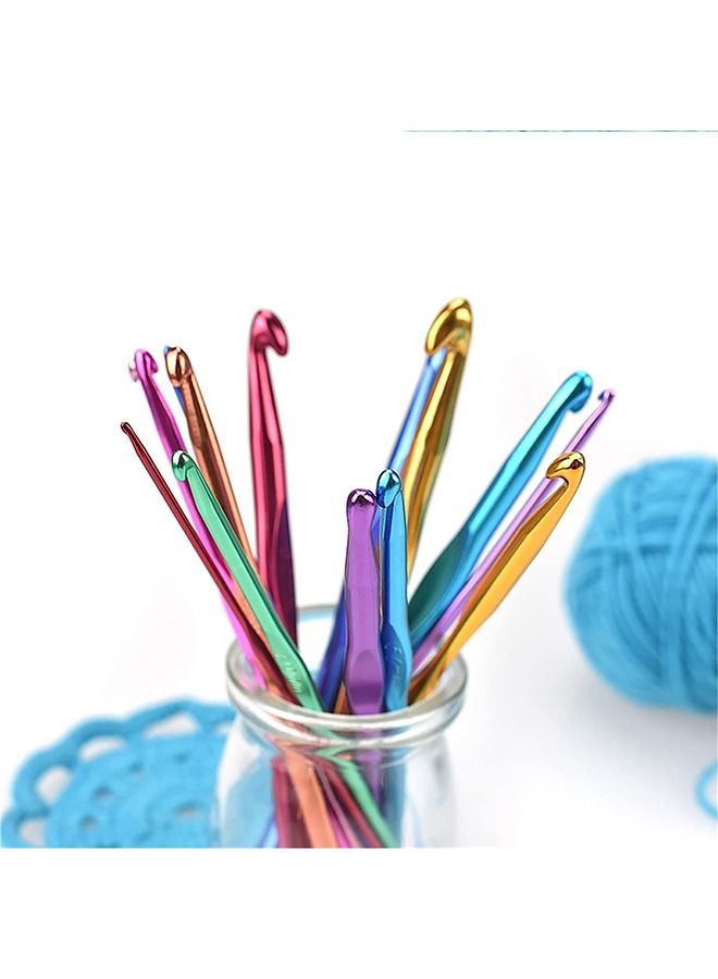 Crochet Hooks Set 14pcs Aluminum Crochet Hooks Knitting Needles DIY Yarn Weave Tools for Arthritic Hands Crochet Needles for Yarn Craft  - Image 3