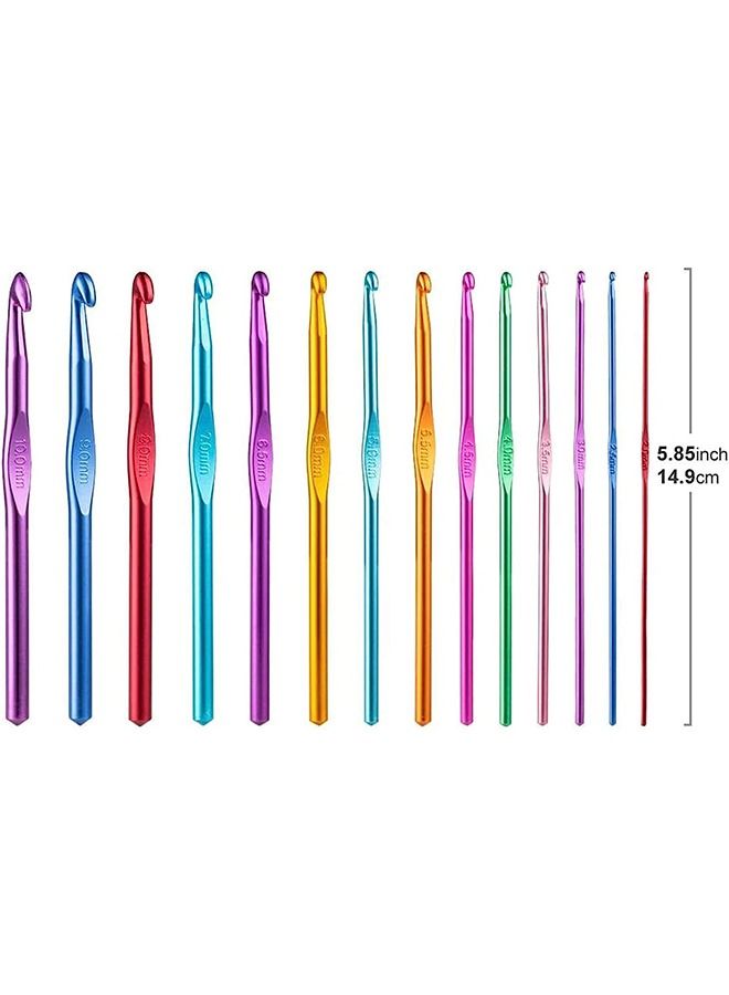Crochet Hooks Set 14pcs Aluminum Crochet Hooks Knitting Needles DIY Yarn Weave Tools for Arthritic Hands Crochet Needles for Yarn Craft  - Image 2