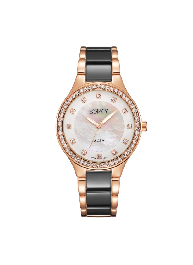 إكستاسي Women's Analog Display Watch With Rose Gold ceramic Strap - E9511-KCBM