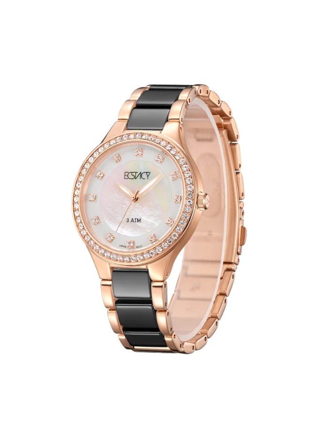 إكستاسي Women's Analog Display Watch With Rose Gold ceramic Strap - E9511-KCBM