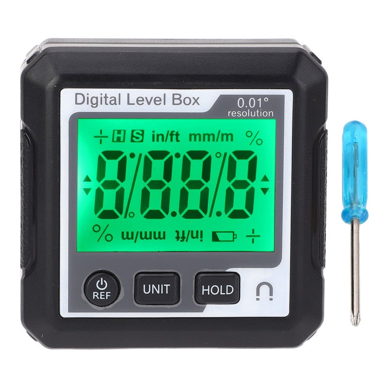 Magnetic Digital Level Box - 4x90° Measurement Range ±0.2° Accuracy 0.01° Resolution, Data Locking Function, Portable Protractor for Wood Processing, Tire Assembly, Machine Tool Operation - Image 1