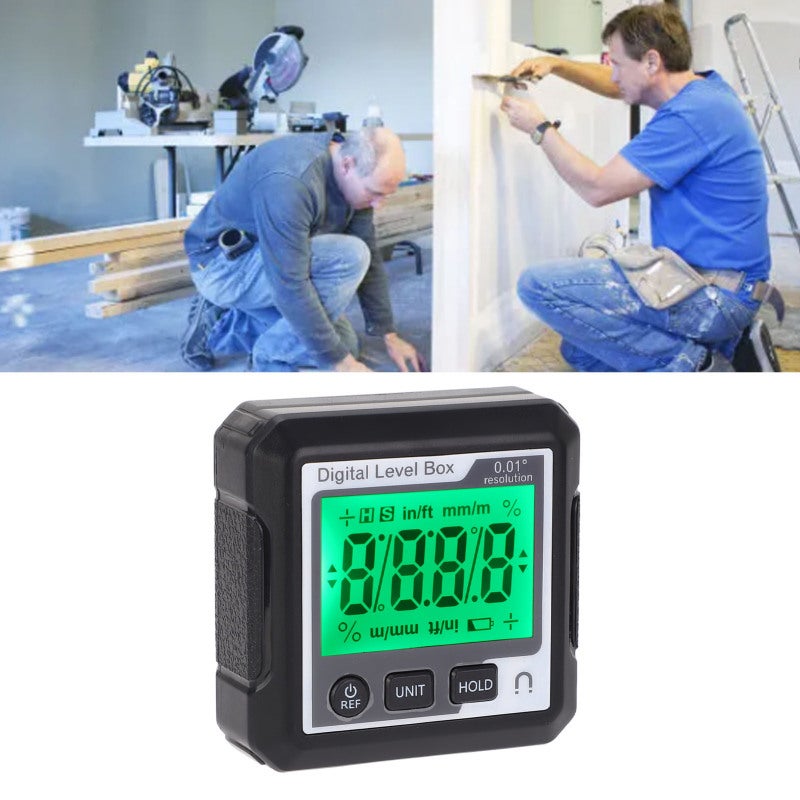 Magnetic Digital Level Box - 4x90° Measurement Range ±0.2° Accuracy 0.01° Resolution, Data Locking Function, Portable Protractor for Wood Processing, Tire Assembly, Machine Tool Operation - Image 2
