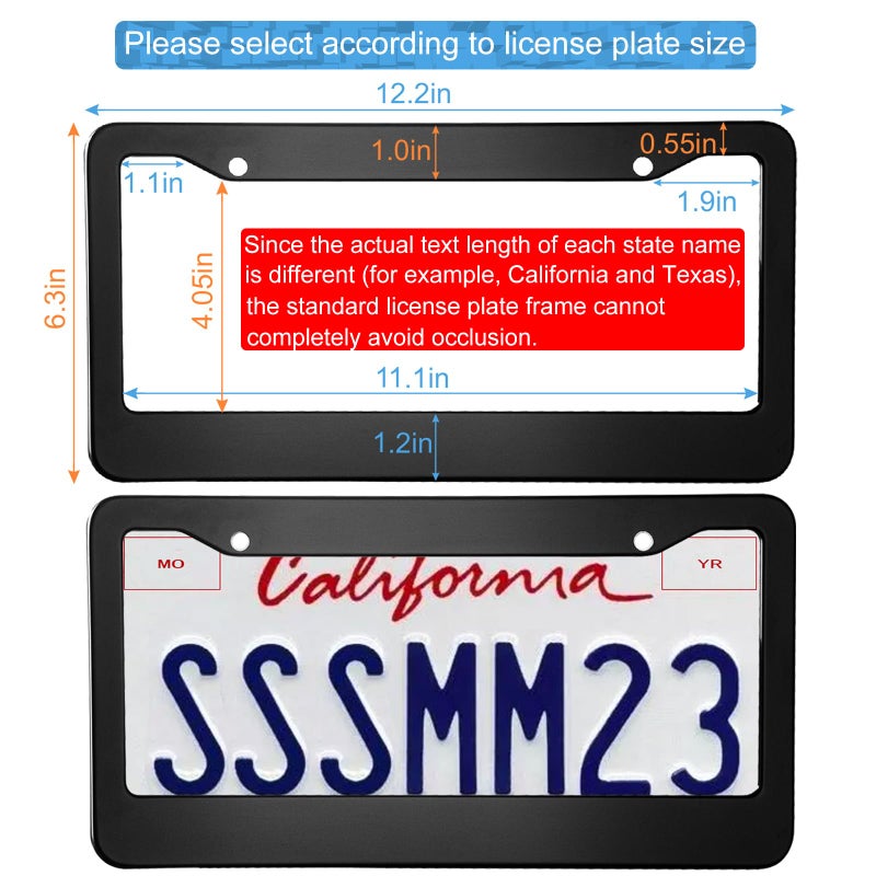 lengnoyp 2PCS Matte Black License Plate Frames, 2 Holes Solid Aluminum License Plate Holder, Universal Car License Plate Frame for Man, Licence Plate Frame Black and Screws, by Lengnoyp - Image 2