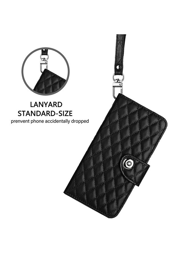 S-TOP Case For Motorola Moto G32 Rhombic Texture Flip Leather Phone Case with Lanyard - Image 5