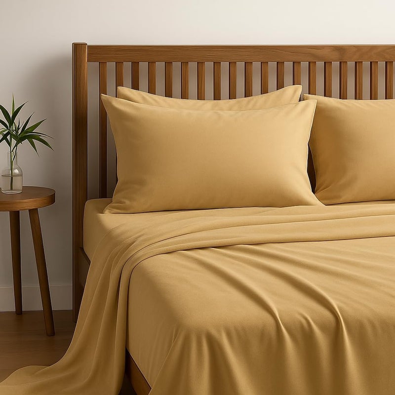 Bhoomi Impex Bedsheets for Queen - 90x102 Inch Bed - Microfiber Plain Baige Bed Sheet Include Pillow Cover, Ultra Soft | for Home, Hotel, Villa, Resort and Guest House - Image 2