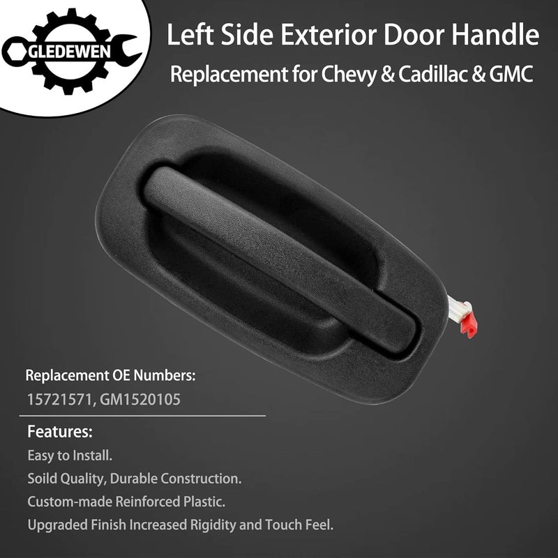 Gledewen Exterior Door Handle, Compatible with 1999-2007 Chevy Silverado Suburban Tahoe Avalanche, GMC Sierra Yukon, Cadillac Escalade, Outside Rear Left Driver Side | Replaces# 15721571, GM1520105, 80579 Global simple assemble options - Image 3