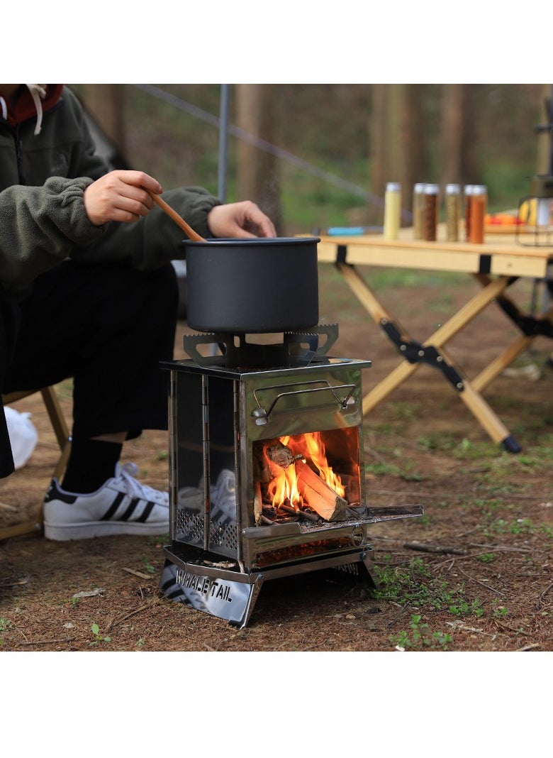 OCTOBER Outdoor Ultra Light Portable Folding Stainless Steel Barbecue Grill Charcoal Firewood Stove Outdoor Camping Heating Stove Small (14 * 14 * 21cm)  - Image 5