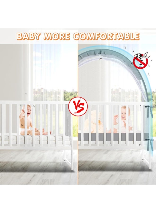GUDOO Mosquito Net for Baby Bed Pop Up Crib Tent with Crib Net for Keep Baby in Breathable Mesh Stops Toddler from Climbing Out of Crib Double Zipper and Strong Rods for Easy Install - Image 2
