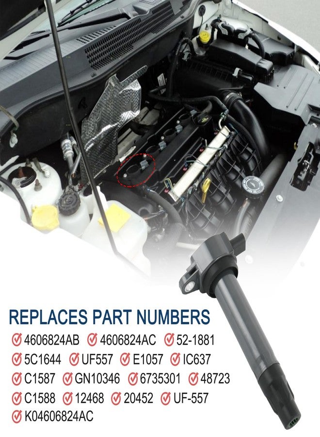 DICMIC مجموعة ملفات إشعال DICMIC مكونة من 4 قطع، متوافقة مع سيارات كرايسلر 200، سيروس، سيبرينغ، دودج أفنجر، كاليبر، جورني، جيب كومباس، باتريوت، محرك 4 أسطوانات سعة 2.4 لتر. بديل للأرقام التالية: UF557، 4606824AB، 4606824AC، 5C1644، E1057، 52-1881 - Image 3