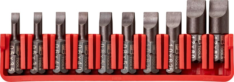 PB Swiss Tools Slotted Bit Block PB C6.707 CN | 100% Swiss Made | 10-Piece Bit Set with C6 1/4" PrecisionBits, Size Slot 2x 1-5 - Image 1