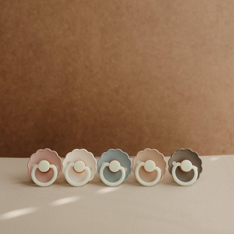 FRIGG Daisy Night Natural Rubber Baby Pacifier | Made in Denmark | BPA-Free (Blush/Cream, 0-6 Months) 2-Pack - Image 5