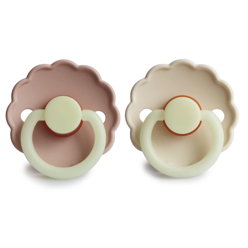 FRIGG Daisy Night Natural Rubber Baby Pacifier | Made in Denmark | BPA-Free (Blush/Cream, 0-6 Months) 2-Pack - Image 2