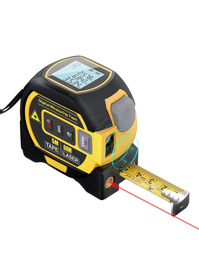 Generic 3in1 Laser Rangefinder 5m Tape Measure Ruler LCD Display with Backlight Distance Meter Building Measurement Device Area Volumes Surveying Equipment  - Image 1