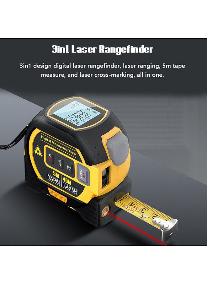 Generic 3in1 Laser Rangefinder 5m Tape Measure Ruler LCD Display with Backlight Distance Meter Building Measurement Device Area Volumes Surveying Equipment  - Image 2