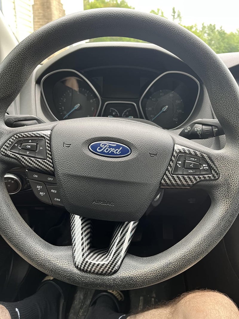 RUIHE 3PCS Carbon Fiber Folor Steering Wheel Cover for Ford Focus Escape EcoSport Kuga Not for RS ST - Image 1