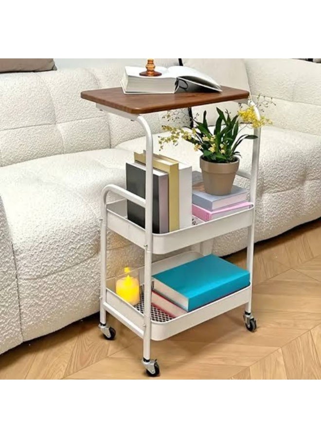 طاولة متعددة الاستخدامات 2 في 1 مع منظم مدمج - طاولة جانبية موفرة للمساحة مع مساحة تخزين مخفية لغرفة النوم أو المكتب أو المدخل - Image 1