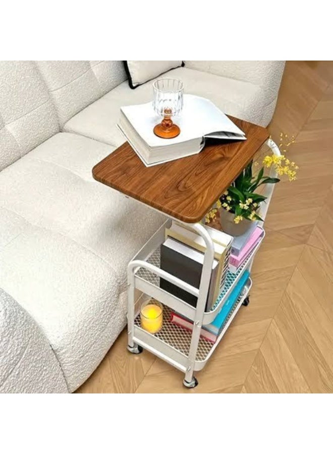 طاولة متعددة الاستخدامات 2 في 1 مع منظم مدمج - طاولة جانبية موفرة للمساحة مع مساحة تخزين مخفية لغرفة النوم أو المكتب أو المدخل - Image 3