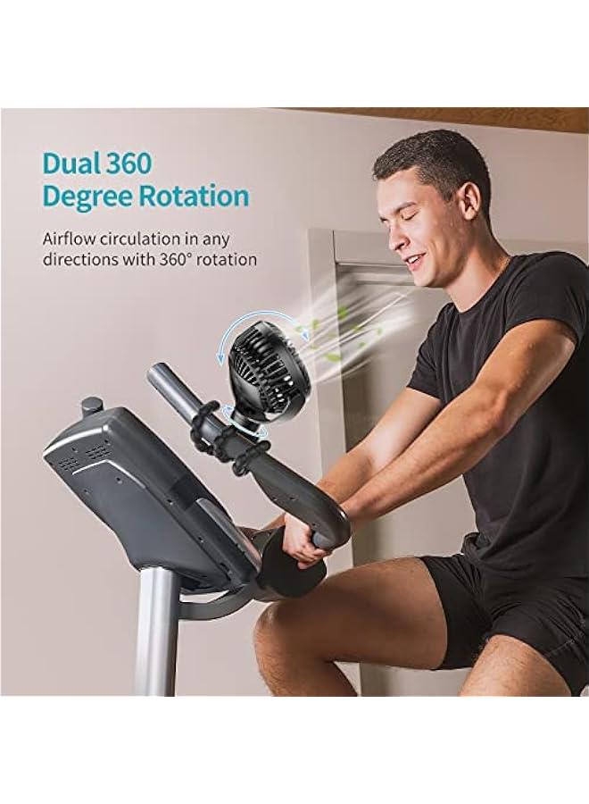 Gonice Portable Stroller Fan, 4000mAh Small Battery Operated Baby Fan, 4 Speeds Car Seat Fan with Flexible Tripod, Dual 360° Rotatable, for Peloton Bike, Crib, Treadmill, Travel (Black) - Image 4