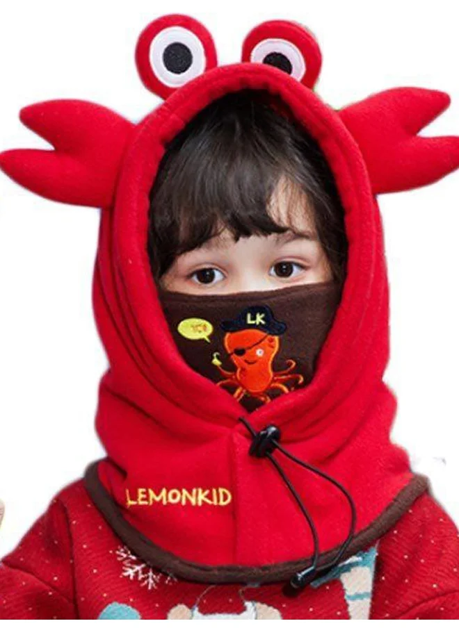 LITTLE SURPRISE BOX 3dCrab theme  Fleece Winter Cap covering MouthNeck and Head for Minus degree Temperature5 yrs and above