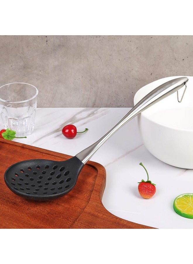 Ramkuwar Silicone Wok Skimmer Baking and Mixing Spatula Premium Slotted Spoon Scoop Strainer Colander BPA Free with Stainless Steel Handle for Non Stick Cookware - Image 5