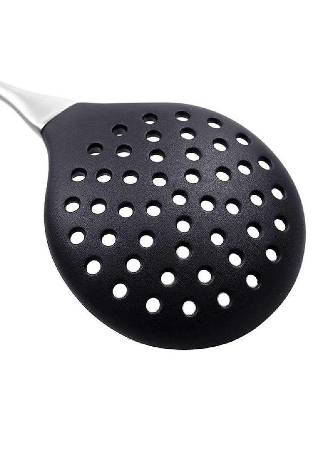 Ramkuwar Silicone Wok Skimmer Baking and Mixing Spatula Premium Slotted Spoon Scoop Strainer Colander BPA Free with Stainless Steel Handle for Non Stick Cookware - Image 4