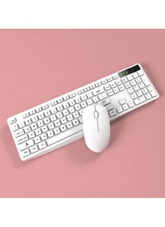 T I G O Universal Silent Wireless Keyboard & Mouse Combo, English & Arabic Ergonomic 2.4GHz USB-Receiver Plug n Play Wireless Mouse 12 FN Keys PC/Laptop White  - Image 2