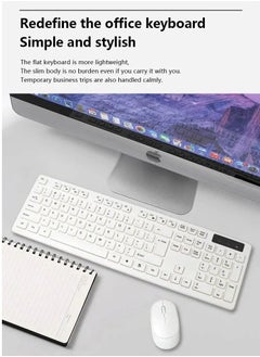 T I G O Universal Silent Wireless Keyboard & Mouse Combo, English & Arabic Ergonomic 2.4GHz USB-Receiver Plug n Play Wireless Mouse 12 FN Keys PC/Laptop White  - Image 3