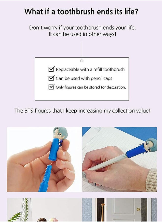 BTS - K-Pop Idols Goods Jin Character Figure Toothbrush with Convenient Magnetic Holder Toothbrush ‎2.9 x 1.1 x 10.4inch - Image 1