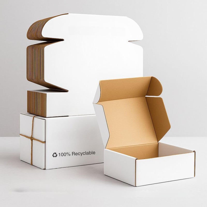 SecureShip 3 Ply White Flap Corrugated Packaging Box, Size 4X4X2 Inches Paper Cardboard for Secure Shipping | Durable & Eco-Friendly Packaging Inches Pack of 10 - Image 1