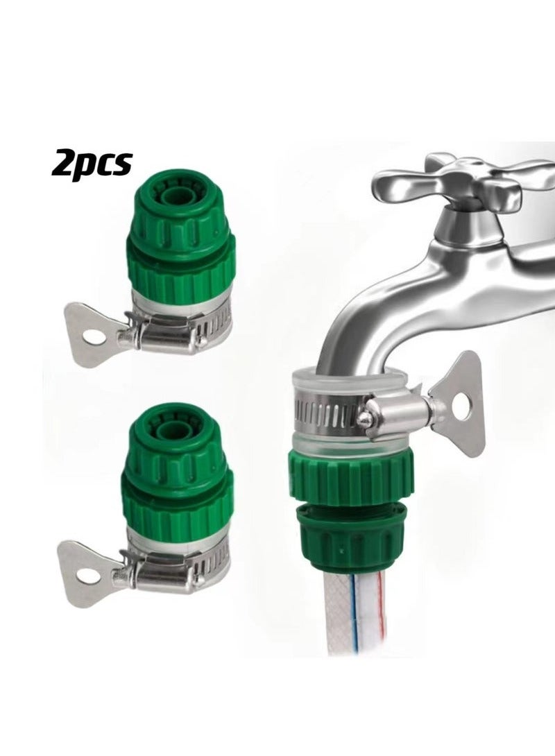 2pcs Universal Tap Connector Adapter Hose Pipe Quick Joint Water Hose Pipe Tap Faucet Connector Adapter Connect Garden Lawn Water Tube Washing Machine Faucet Kitchen Cars Cleaning Use  - Image 1