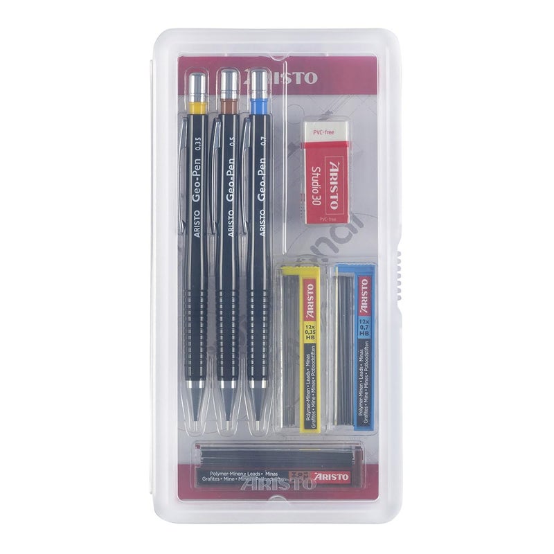 Aristo Aristo 035mm 05mm 07mm Cute Mechanical Lead Clutch Drafting Pen Pencil with Spare Leads Eraser Compass for Sketching Drawing Writing Aesthetic Stationery - Image 1