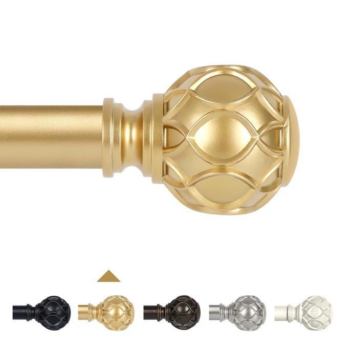GOLD ADJUSTABLE CURTAIN RODS FOR WINDOWS3688 INCH FARMHOUSE HEAVY DUTY CURTAIN ROD FOR BEDROOM LIVING ROOMBOHO DECORATIVE RUSTIC DRAPERY RODS WITH VINTAGE COASTAL TEXTURE FINIALBRASS GOLD