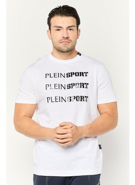 Plein Sport Men Sportswear Fit Short Sleeve Outdoor T-Shirt, White  - Image 1
