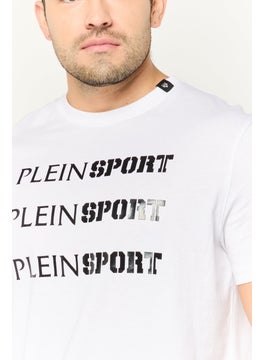 Plein Sport Men Sportswear Fit Short Sleeve Outdoor T-Shirt, White  - Image 3