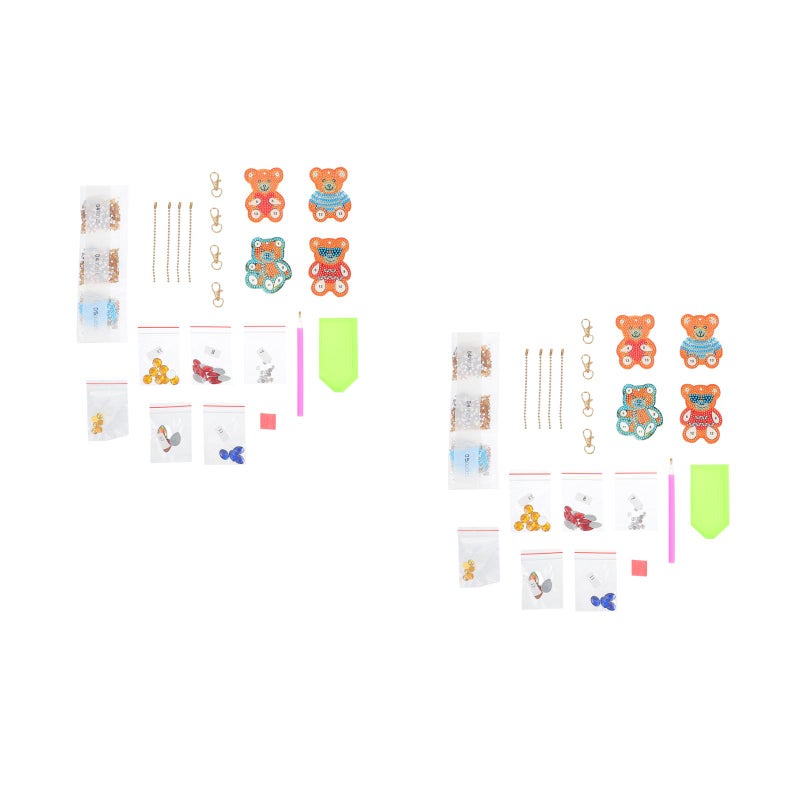 🧸 مجموعة ميدالية مفاتيح مرصعة بالألماس ومحبي الأعمال اليدوية بألوان متعددة وتصميم جذاب - Image 1