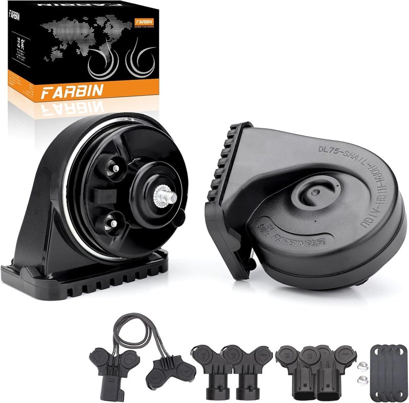 FARBIN Special Interface Auto Horn Compatible with Chevrolet 12V Car Horn Loud with Protective Grill Dual-Tone Electric Snail Horns Waterproof and Dustproof with Cover - Image 1
