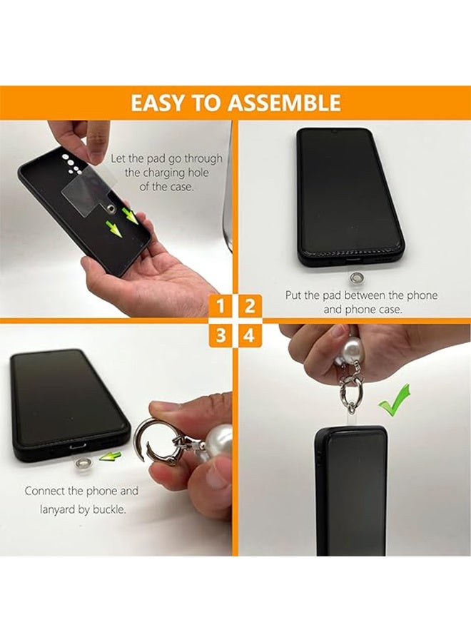 2Pcs Pearl & Beaded Phone Crossbody Lanyard with Wrist Strap,Universal Cell Phone Lanyard and Crossbody Phone Strap for Women,Chain,Includes 1 Tether Tab,for Most Phones, Bags,and Purses - Image 5